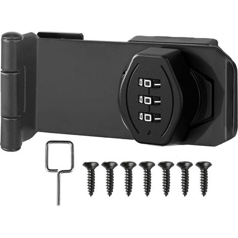 4 pouces Loquet Porte avec Serrure a Code, Verrou Porte Placard Serrure Armoire Serrure à Combinaison Verrou à Mot de Passe pour Portes, Fenêtres, Garages, Jardins, Salles de Bains Noir