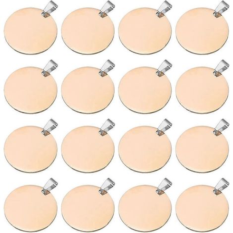 16 plaques d'identification métalliques rondes de 30 mm, couleur or rose (1/5)