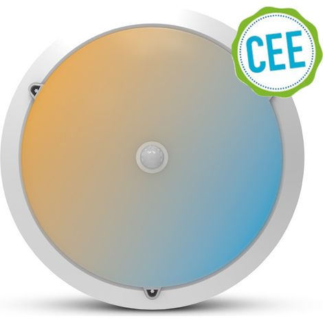 Plafonnier LED Blanc Ø300mm - 15W CCT - Détecteur IR - IP65 - 1800lm - 3000-6000K