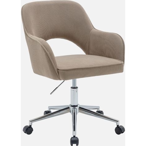 Sedia da ufficio a rotelle velluto a coste base cromata (1/5)
