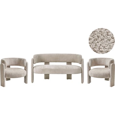 Sofa Set 4-Sitzer BUREA Chenillegewebe Hellbeige (1/5)