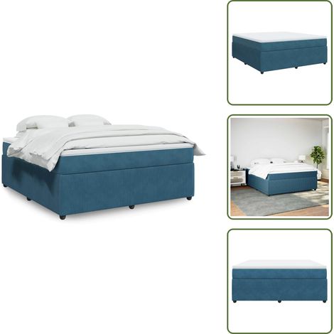 Sommier à lattes de lit et matelas Bleu foncé 180x200cm Velours - Sommier À Lattes De Lit - Sommiers À Lattes De Lit - Lit - Meuble De Chambre À Coucher (1/5)