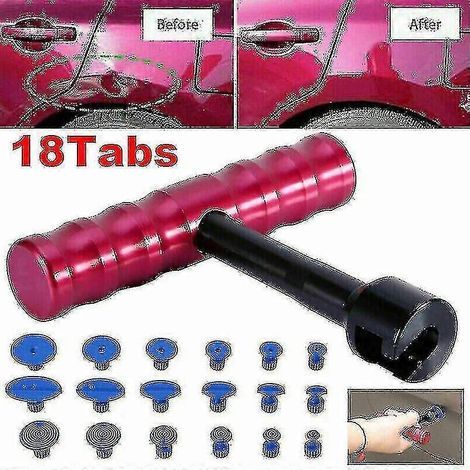 Kit de débosselage sans peinture pour voiture : outil de débosselage avec barre en T et 18 languettes (1/3)