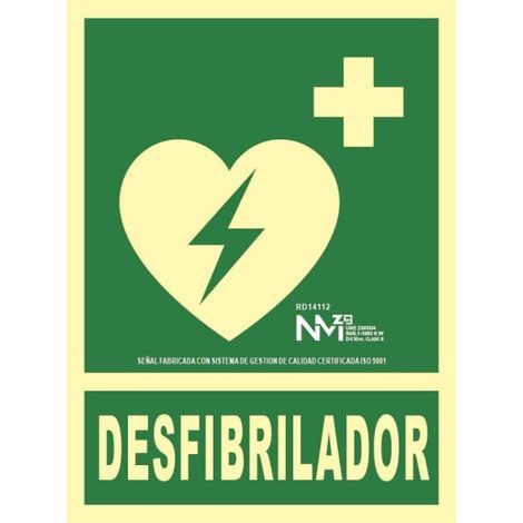 Señal desfibrilador luminiscente 210 x 300 mm SEKURECO (1/2)