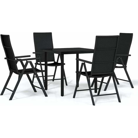 Maison Exclusive - Set Mobili da Pranzo per Giardino 5 pz Nero (1/5)