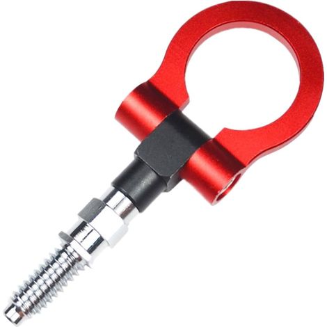 Attelage de Remorque Crochet de Remorquage, Voiture Course Transporteur Voiture Barre Remorquage Course Crochet d'Anneau Remorquage, Avant d'Anneau Aluminium sur l'anneau Universel(Rouge) (1/5)