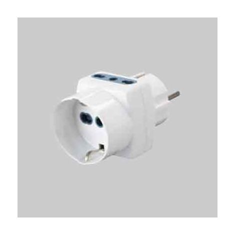 Adattatore triplo bivalente presa schuko ideal star spina schuko - 1 presa schuko+2 prese 10/16a IDEAL STAR