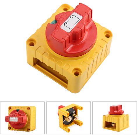 1PC DC 12-24V Battery Disconnect Switch, 300A Battery Isolation Switch, Battery Cut-Off Switch for Boat, RV, Truck - Red and Yellow (1/5)