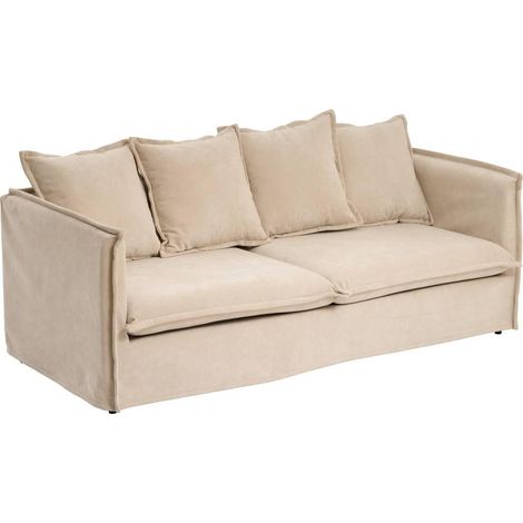 Canapé Droit 3 Places "Odile" 200cm Beige (1/5)