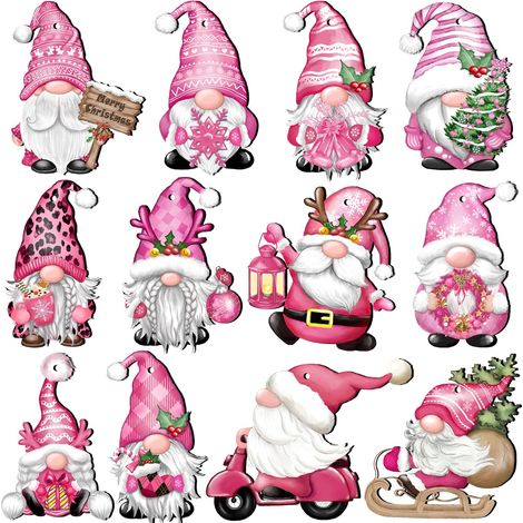 Décorations de Noël en bois à suspendre, ornements en bois pour sapin de Noël, gnome, Père Noël, poupée, artisanat en bois à suspendre, gnome, lutin, fournitures de fête (Xmas-Gnomes-D) (1/5)