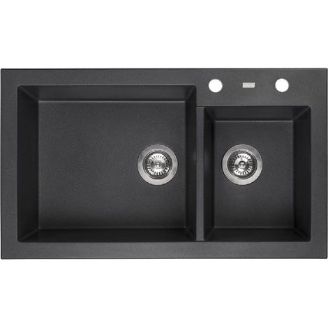 Reginox Amsterdam 25 Küchenspüle mit Restebecken schwarz metallic (1/3)