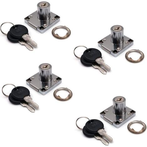 Lot de 4 serrures avec 2 clés, cylindre de serrure pour meubles, serrure à came en alliage de zinc pour porte, armoire, tiroir, boîte aux lettres (22 mm), AAFGVC