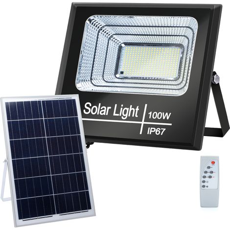 FARO LED 100W PANNELLO SOLARE CREPUSCOLARE IP65 LUCE 6500K 2450Lm (1/4)
