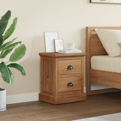 Nachttisch mit Schubladen Natur 40 x 30 x 50 cm Massivholz Teak