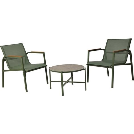 Ensemble de meubles de jardin, 2 fauteuils et une table basse.