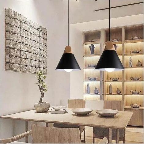 kawoo 2pcs Suspension Luminaire Industrielle Vintage,Lustre Modrne designe Simple Style Nordique pour Salon Chambre (1/4)