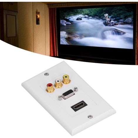 [Panneau mural multimédia audio/video] EASYSET ABS durabilité haute résistance sans soudure intégrée connecteurs HD VGA 3RCA 70x115mm 66g kit complet 3RCA 1HDMI 1VGA emballage en attente de marque (1/5)