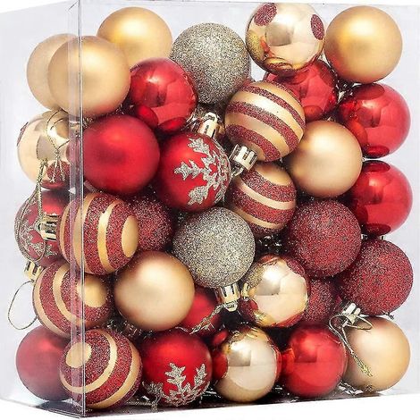 Adorno navideño Flkwoh, 50 piezas Adornos navideños para árbol de Navidad Adornos navideños con adornos navideños rojos y dorados, Adorno navideño para árbol de Navidad Adorno navideño (1/5)