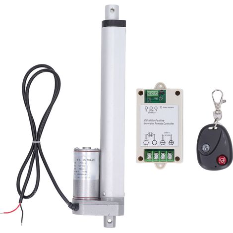 Mini actionneur électrique linéaire 750N pour mouvement de moteur, piste agricole extérieure, robotique, domotique, 200 mm, 12 V, blanc, avec télécommande (1/5)