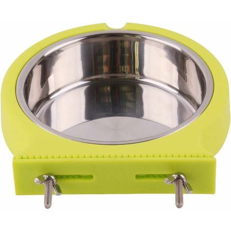 Gamelles pour chien Gamelles pour chat en acier inoxydable Gamelle suspendue pour animal de compagnie Lapin Furet Bol d'alimentation Rong Oiseau (M Vert) (1/4)