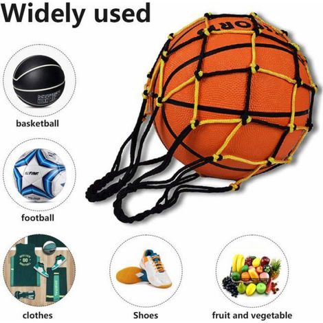 Sac filet de transport pour ballon 4 pièces en polyester Sac à ballons pliable pour basket-ball football et volley-ball (1/4)
