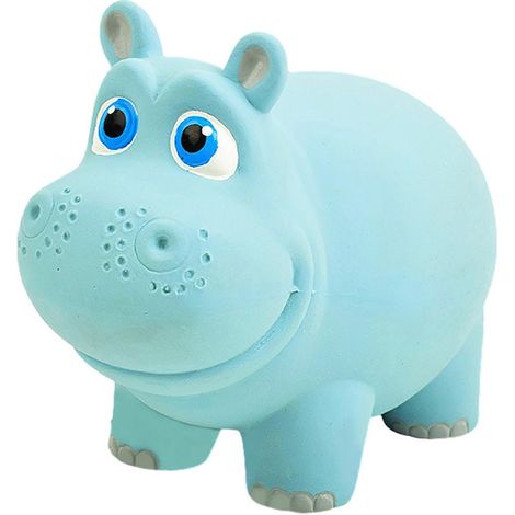 Cartoon Animal chien jouet à macher avec Squeaker résistant aux morsures latex Wild Boar Hippo Rhinoceros Pet dentition nettoyage interactif Boredom jouet – Bleu (1/5)