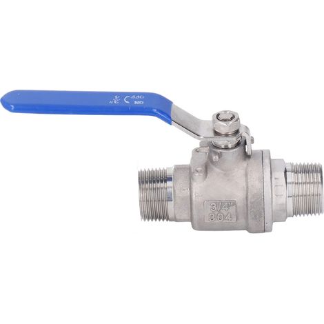 Vanne à bille à double filetage extérieur 3/4" 304, vanne à bille en acier inoxydable, vanne à bille NPT (1/5)
