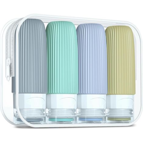 APEX Travel Bottles for Toiletries, CAA Approved 60ml Silicone Travel Bottles, Leak Proof Squeezable Travel Size Containers, Travel Essentials for Lotion Soap Liquid Shampoo, BPA Free(4 Pack) (1/5)