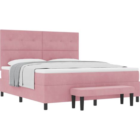 Maison Exclusive - Boxspringbett mit Kopfteil Rosa 200 x 180 cm S (1/5)