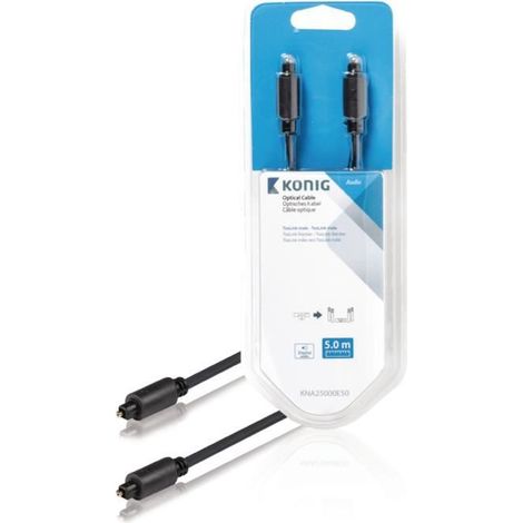 Câble optique - KONIG - KNA25000E50 - Toslink mâle-mâle - 5,00 m - Gris