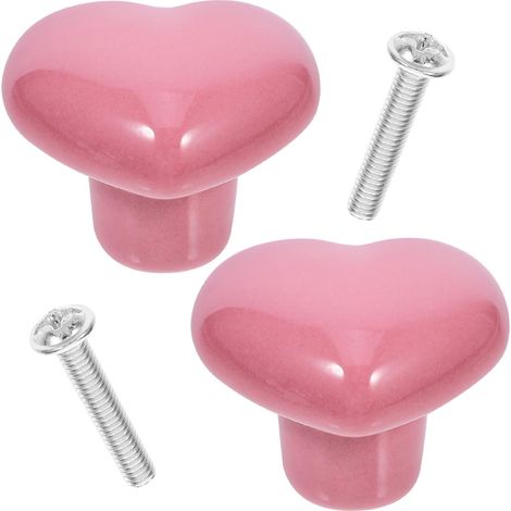 de 2 boutons de meuble en c ramique forme de c ur rose (1/5)