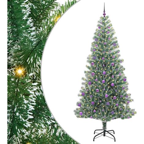 Albero di Natale  Albero natalizio  Albero festivo Artificiale Imbiancato con Luci LED 240 cm (1/5)