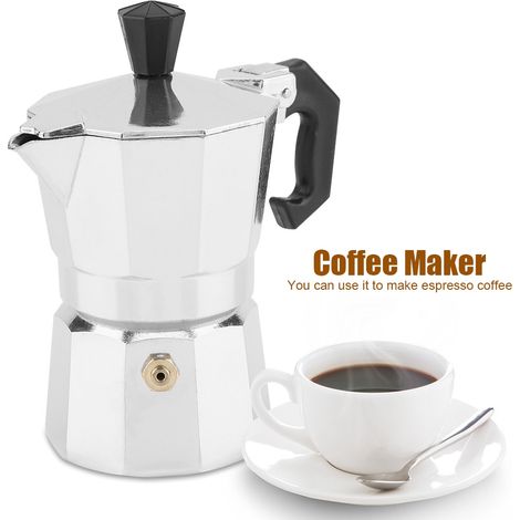 Cafetière italienne Moka en aluminium de 50 ml (1 tasse) pour expresso, idéale pour la maison et le bureau. (1/5)