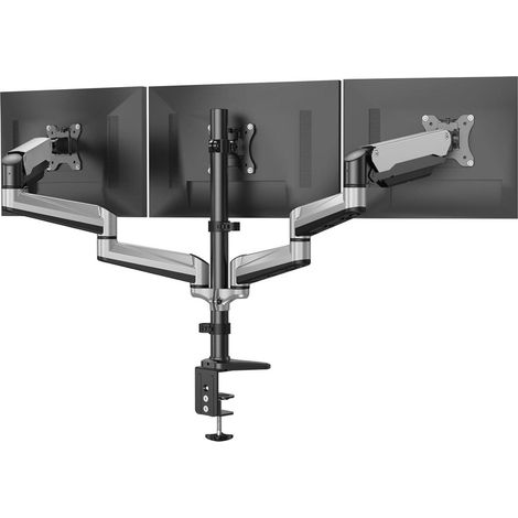 Monitor Halterung 3 Monitore 17-32 Zoll Bildschirme Höhenverstellbar Silber (1/5)