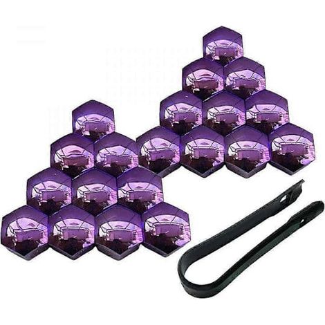 20 cache-écrous de roue pour voiture, protection antirouille, argentés, 17 mm. Cache-écrous violets 17 mm en option. (1/5)