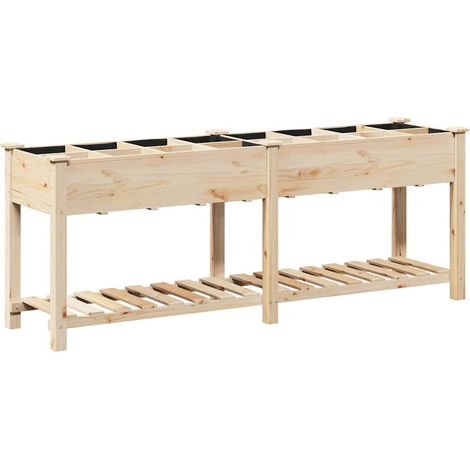 Cache-pot de jardin avec étagère 203,5 x 53 x 76,5 cm durable minimaliste en sapin beige (1/5)