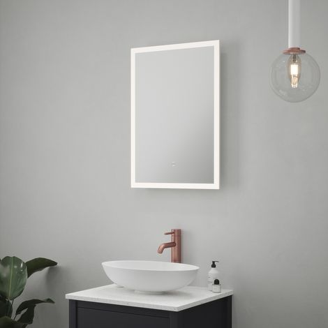 Belice LED Mirror with Shaver Socket - 500 x 700 x 54mm IP44 Rated Diffused Border Natural White 4000K Demister (1/5)