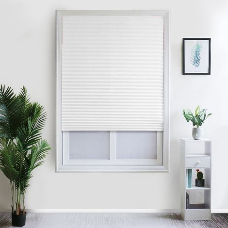 Store-à-plis Non Tissé - 90 x 150 cm - Blanc - Pour Fenêtre Intérieure - 1 Pièce (1/5)