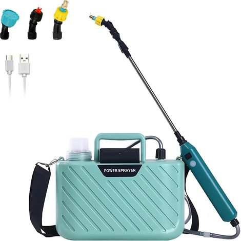 Spruzzatore elettrico con 3 ugelli nebulizzatori, Spruzzatore a spalla a batteria per annaffiare, pulire e disinfettare, 5 litri (1/5)