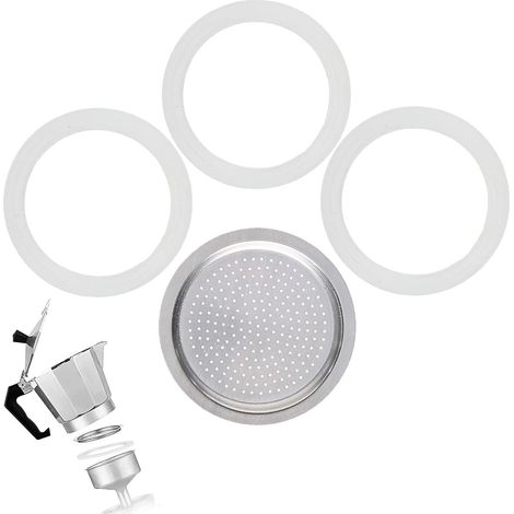Bague d'étanchéité machine à expresso 6 tasses,3 joints en silicone Pour machine à expresso et 1 insert de tamis en aluminium,bagues d'étanchéité pour cafetières (1/5)