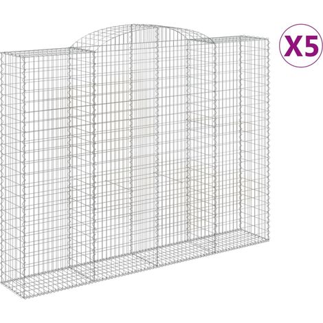 Paniers à gabions arqués 5 pcs  Mur en gabion 300x50x220/240 cm fer galvanisé