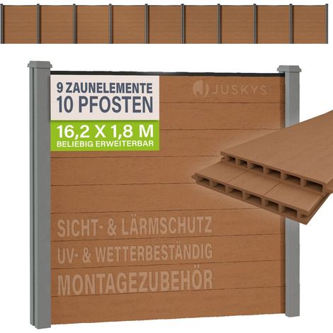 Recinzione in WPC con elementi e pali  Set da 9 pezzi  Schermatura in WPC color teak (1/2)