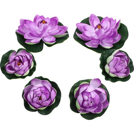 Lotus 6 Pièces Anneaux Artificiel en Plastique Flottant pour Fixation et Décoration de Bassin Adapté pour Intérieur et Extérieur Intérieur Extérieur (1/5)