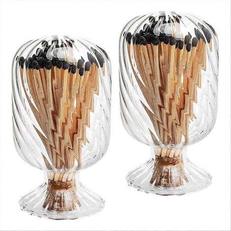 Set bestehend aus 2 propellerförmigen Streichholzhaltern, 10 cm großer Glasglocke für Streichhölzer und einem umgedrehten Streichholzhalterglas (Streichhölzer nicht enthalten). (1/5)
