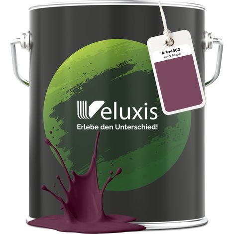 Pittura murale Lila Berry opaca per interni – Copertura classe 1, senza COV, senza primer, a goccia – Soggiorno e camera da letto – 5 L – Veluxis (Berry Taupe)
