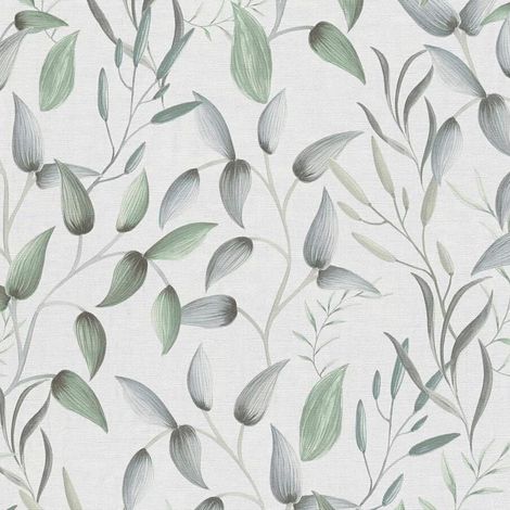 Grey Green Flower Bulb Wallpaper Floral Botanical Textured Paste The Wall Vinyl