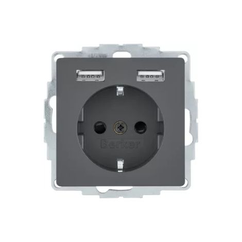 Berker Steckdose SCHUKO/USB, Q.x, anthr. samt 48036086 (1/2)