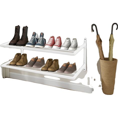 Zapatero de pared, 2 niveles, blanco (1/2)