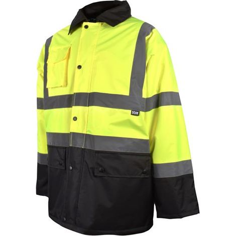 Scan SFJK81 Hi-Vis Yellow/Black Motorway Jacket Coat - M (41in) SCAHVMJMYB
