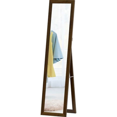 Espejo de Cuerpo Entero 157x37 cm Marco MDF Nogal Inclinado Colgante (1/5)